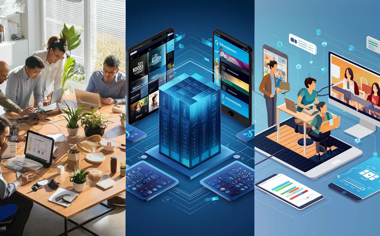 High-quality realistic scene showing SaaS, digital content providers, and online education platforms using a subscription payment recovery solution in a modern tech environment.