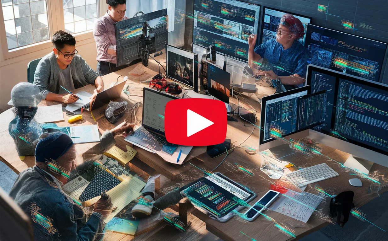 Visual representation of various users including students, content creators, marketers, developers, language learners, and accessibility advocates using a YouTube subtitle extraction service in a modern tech setting.