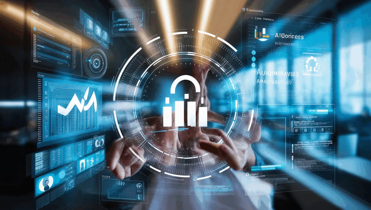 Realistic digital marketing automation platform interface visualizing customer data integration and personalized email workflows in a modern IT business setting.