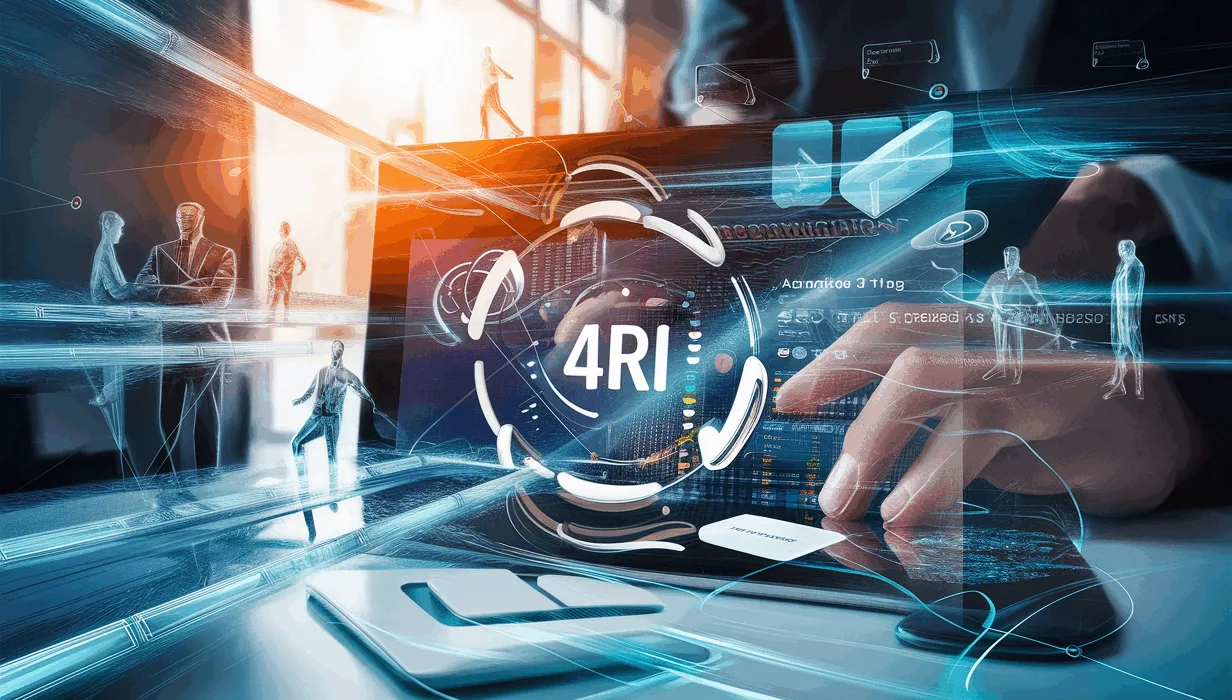 Realistic 4K image of a futuristic digital communication platform integrating SMS, voice, and WhatsApp channels, symbolizing enterprise customer experience innovation.