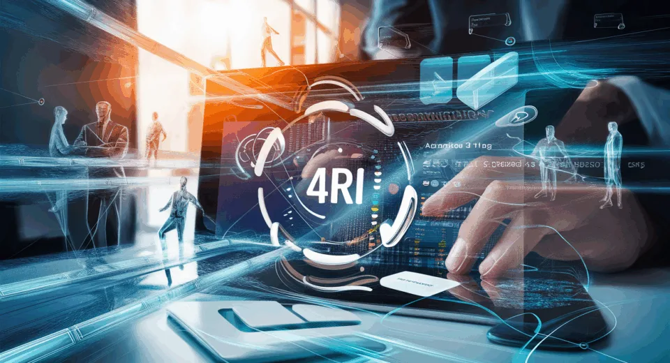 Realistic 4K image of a futuristic digital communication platform integrating SMS, voice, and WhatsApp channels, symbolizing enterprise customer experience innovation.