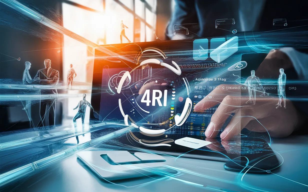 Realistic 4K image of a futuristic digital communication platform integrating SMS, voice, and WhatsApp channels, symbolizing enterprise customer experience innovation.