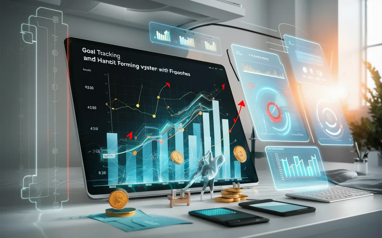 Realistic digital dashboard showing goal tracking and monetary penalties, representing Beeminder's financial motivation system for habit formation and productivity.
